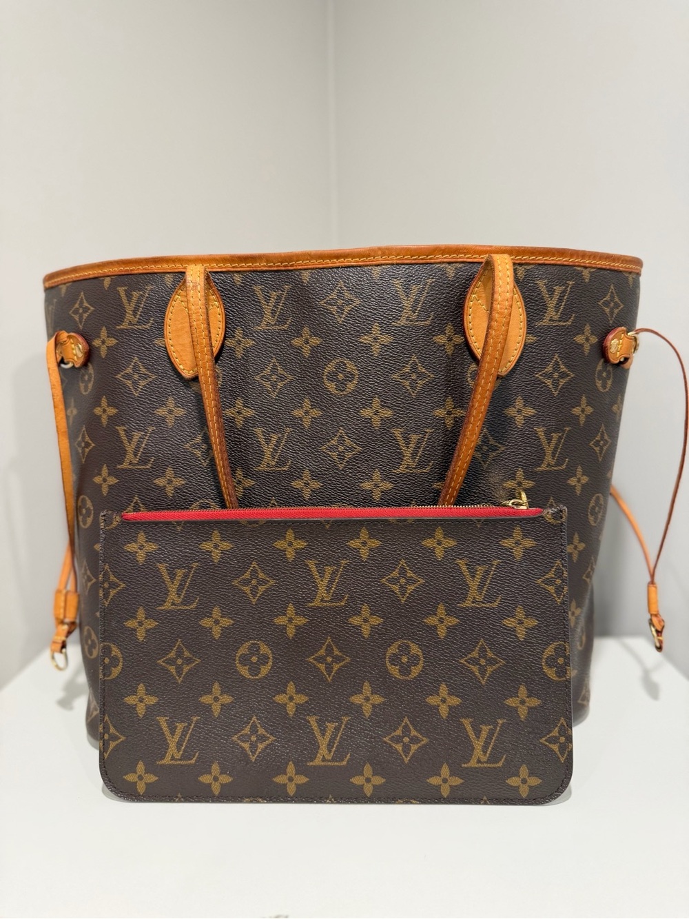 Louis Vuitton Monogram Neverfull MM with Cerise Red lining.
